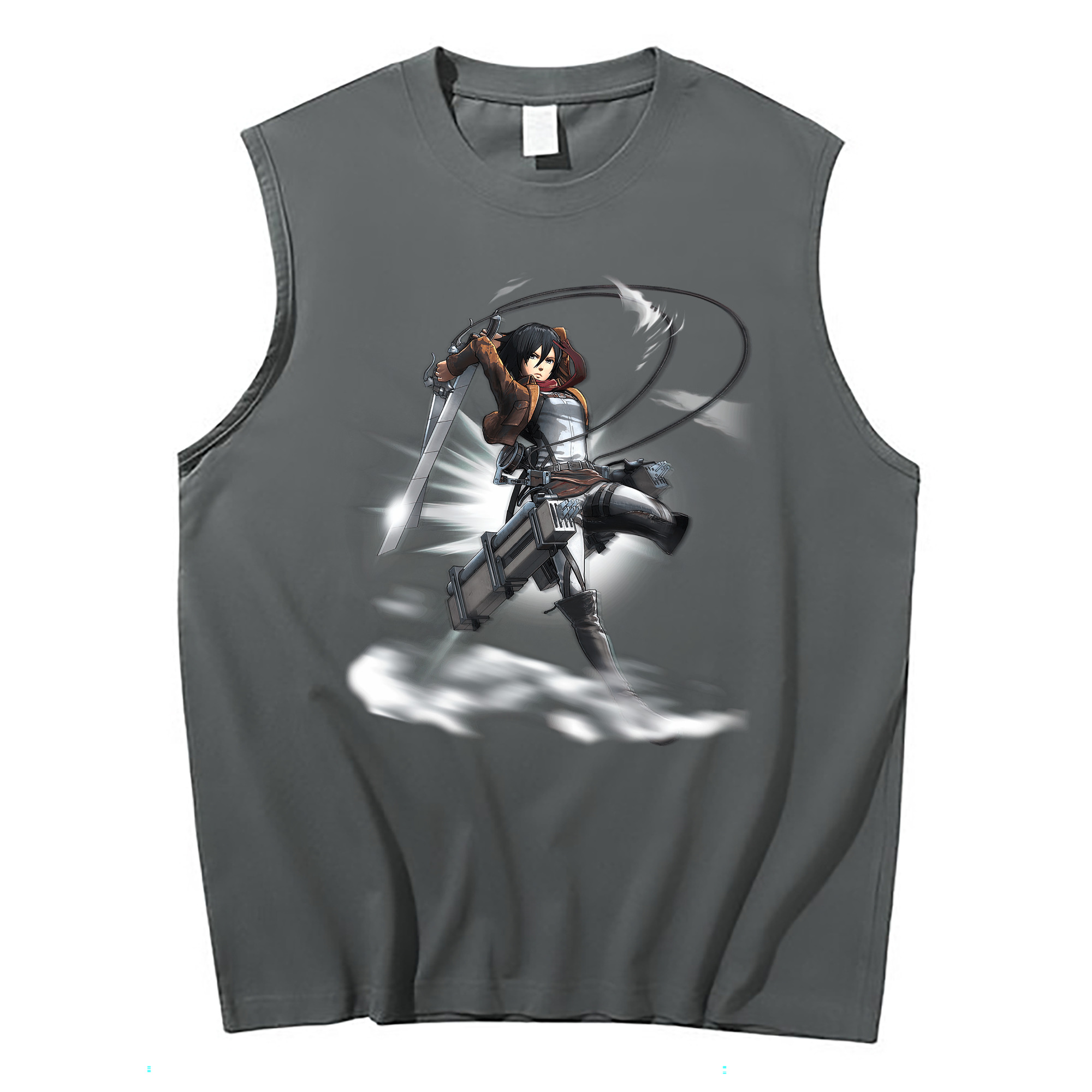 （画像用） 進撃の巨人 ミカサ·アッカーマン Attack on Titan Mikasa Ackerman コットン100％タンクトップ（フロントプリント）